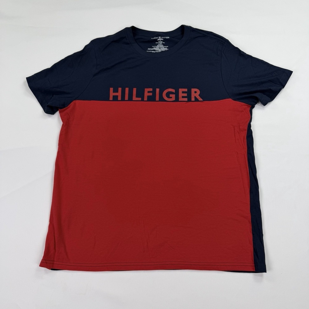 Tommy Hilfiger Men's Sleepwear T-Shirt Size M Blue Red Colorblock Logo Cotton